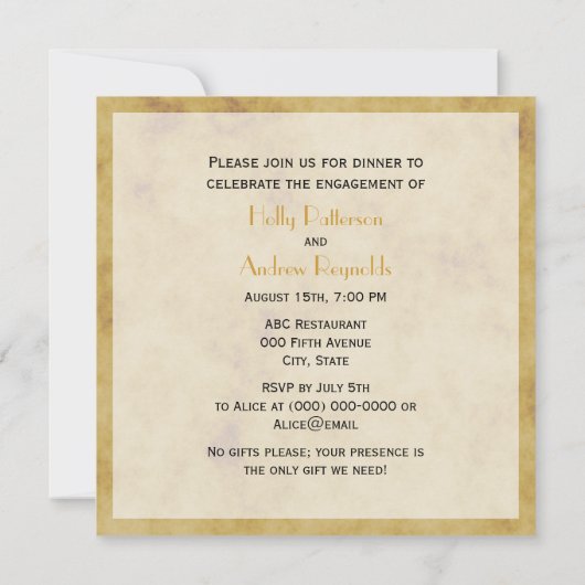 Invitation Fiançailles SQ BG en fer à cheval rustique (Dos)