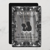 Invitation Fiançailles STEAMPUNK (Devant / Derrière)