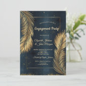 Invitation Fiançailles sur la plage aux feuilles de palmier d (Debout devant)