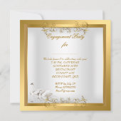 Invitation Fiançailles Swans Gold White Elegance Party (Dos)
