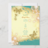 Invitation fiançailles turquoise de l'mariage d'or papillon (Dos)
