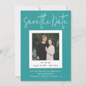 Invitation Fiançailles Turquoise moderne Photo Enregistrer la (Devant)