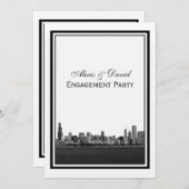 Invitation Fiançailles V encadré de Chicago Skyline (Devant / Derrière)