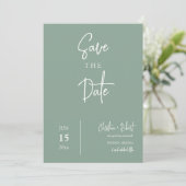Invitation Fiançailles vert Boho Sage Sauvez la date (Debout devant)