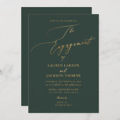 Invitation Fiançailles vert de la Forêt d'or ArtsApp Faux (Devant / Derrière)