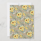 Invitation Fiançailles Vert Tournesols Rustique Mariage (Dos)