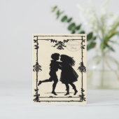 Invitation Fiançailles victorien mignon de silhouettes (Debout devant)