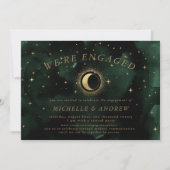 Invitation Fiançailles virtuel Céleste Gold Crescent Moon (Devant)