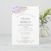 Invitation FIANÇAILLES | Watercolor Sky Blue Anemone Garden (Debout devant)