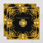 Invitation Fiançailles Zizzago Black Gold Antique  (Devant / Derrière)
