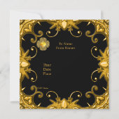 Invitation Fiançailles Zizzago Black Gold Antique  (Dos)