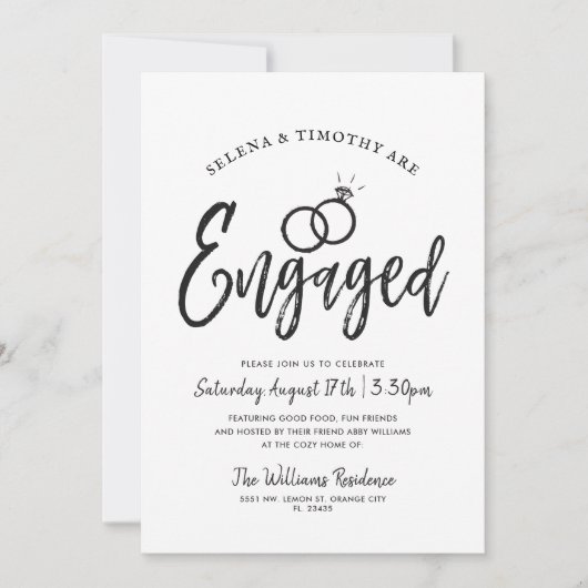 Invitation Fiancé| Style de lettre de script| Minimal (Devant)