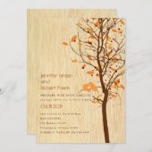 Invitation Fibre de bois avec des inséparables dans l'arbre - (Devant / Derrière)