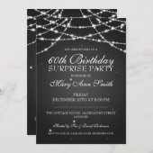 Invitation Ficelle de fête d'anniversaire de surprise de noir (Devant / Derrière)