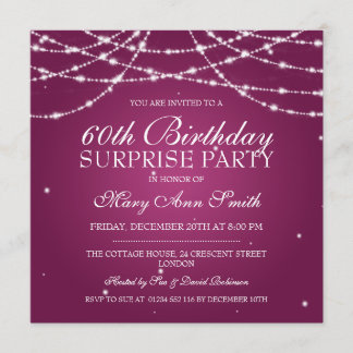 Invitation Ficelle de fête d'anniversaire de surprise de rose