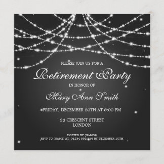 Invitation Ficelle élégante de partie de retraite de noir