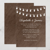 Invitation Ficelle rustique des lumières épousant des (Devant / Derrière)