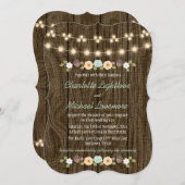 Invitation Ficelle turquoise du mariage rustique de gland (Devant / Derrière)