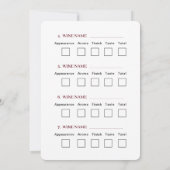 Invitation Fiche de Dégustation de Vin Élégante (Dos)