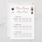 Invitation Fiche de Dégustation de Vin Élégante (Devant)