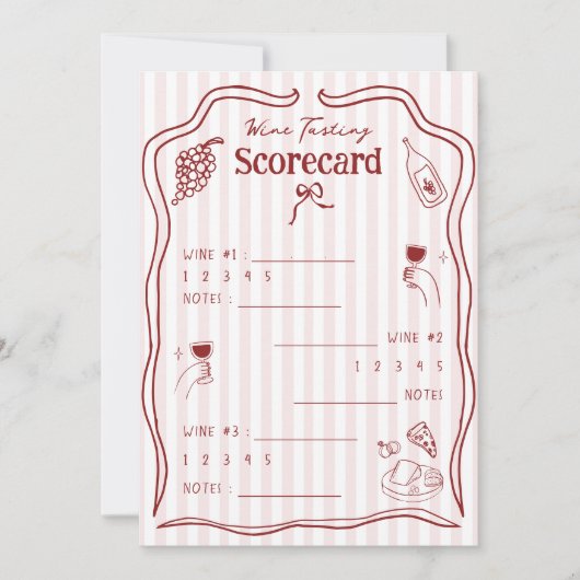 Invitation Fiche de notation de dégustation de vin dessinée à (Devant)