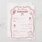 Invitation Fiche de notation de dégustation de vin dessinée à (Dos)