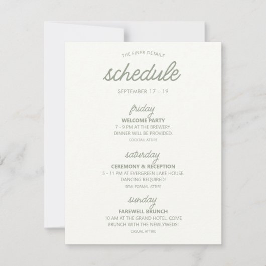 Invitation Fiche de planification et de détails du mariage (Devant)