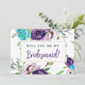 Invitation Fiche de proposition de Bridesmaid| Turquoise & Pu (Debout devant)