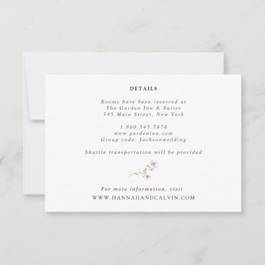 Invitation Fiche détaillée du Mariage Fleur sauvage (Devant)