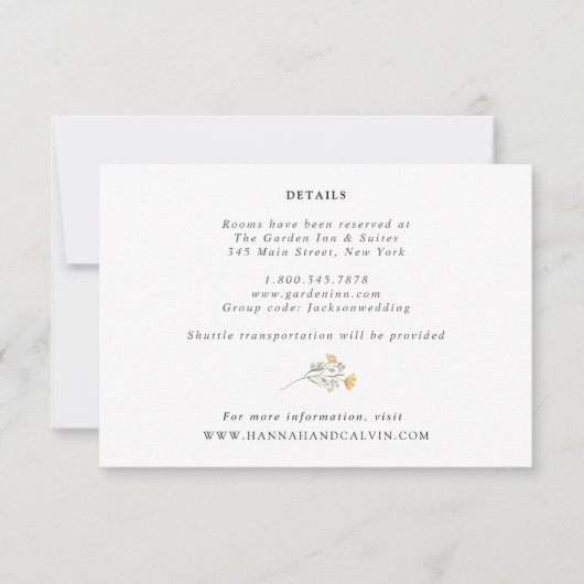 Invitation Fiche détaillée du Mariage Fleur sauvage (Devant)