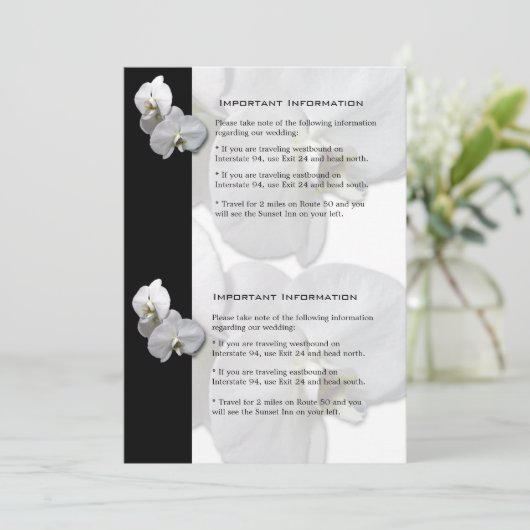 Invitation Fiche d'information sur les orchidées blanches 4 (Debout devant)