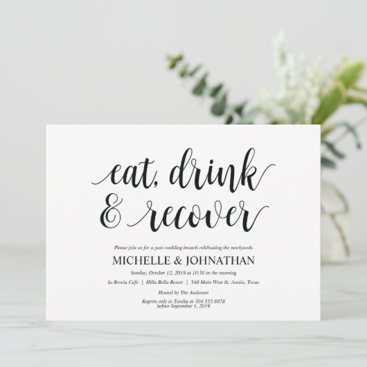 Invitation Fiche d'invitation de Brunch Mariage Rustic Post (Debout devant)