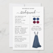 Invitation Fiche Info Bridesmaid Détails Marine & Bourgogne (Devant)
