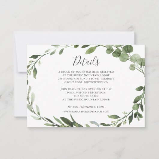 Invitation Fiche Mariage Foliage Green (Devant)