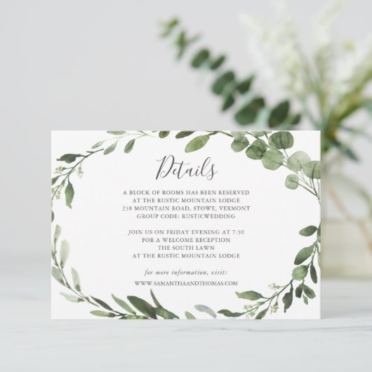 Invitation Fiche Mariage Foliage Green (Debout devant)