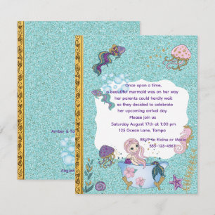 Invitation Fichier numérique de Baby Shower Sirène Livre d'Hi