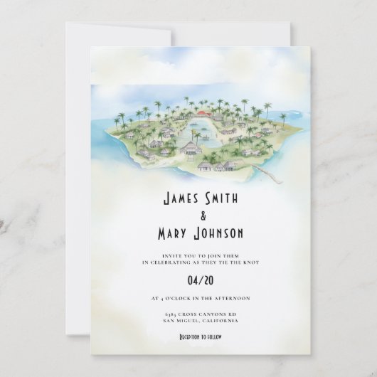 Invitation Fidji Island destination mariage (Devant)