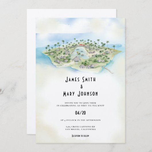 Invitation Fidji Island destination mariage (Devant / Derrière)