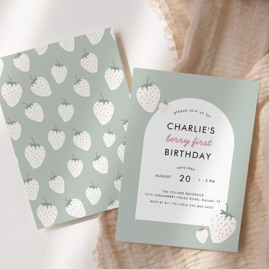 Invitation Fields fraises Berry Premier anniversaire | Fille