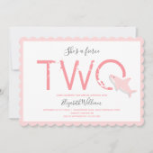 Invitation Fierce Deux Requins Roses Animal 2e Anniversaire (Devant)