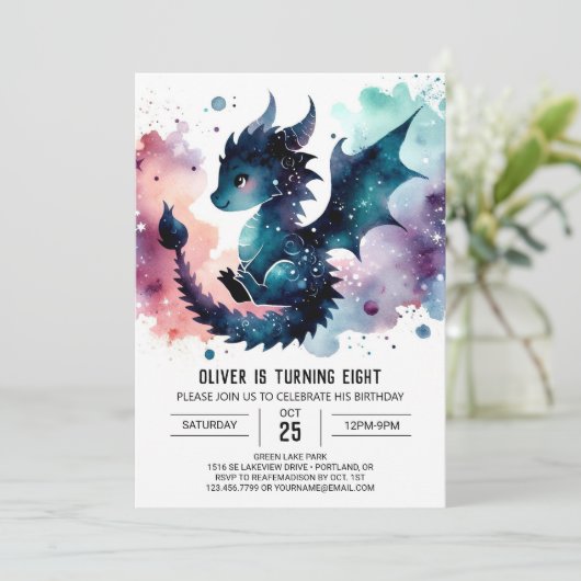 Invitation Fierce Dragon Anniversaire modifiable (Debout devant)