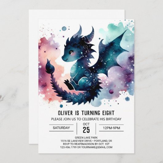 Invitation Fierce Dragon Anniversaire modifiable (Devant / Derrière)