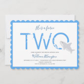 Invitation Fierce Two Blue Shark Animal 2ème anniversaire (Devant)