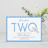 Invitation Fierce Two Blue Shark Animal 2ème anniversaire (Debout devant)