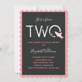 Invitation Fierce Two Pink Shark Bold Animal 2ème anniversair (Devant)