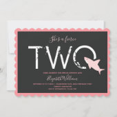 Invitation Fierce Two Pink Shark Bold Animal 2ème anniversair (Devant)