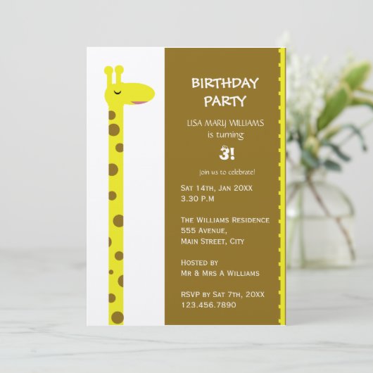 Invitation Fière Giraffe (Debout devant)