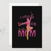 Invitation Fière Maman Twirleuse Majorette Mère J'Aime Une  (Devant / Derrière)