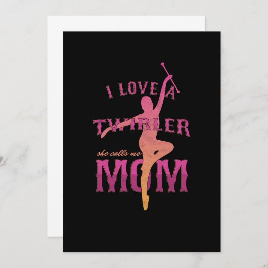Invitation Fière Maman Twirleuse Majorette Mère J'Aime Une  (Devant / Derrière)