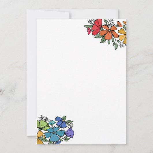 Invitation Fierté Fleurs arc-en-ciel Monogramme Mariage LGBT (Dos)